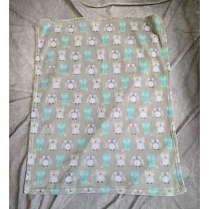 Parent's Choice Walmart Gray Aqua Owl Baby Blanket/Lovey No Tags